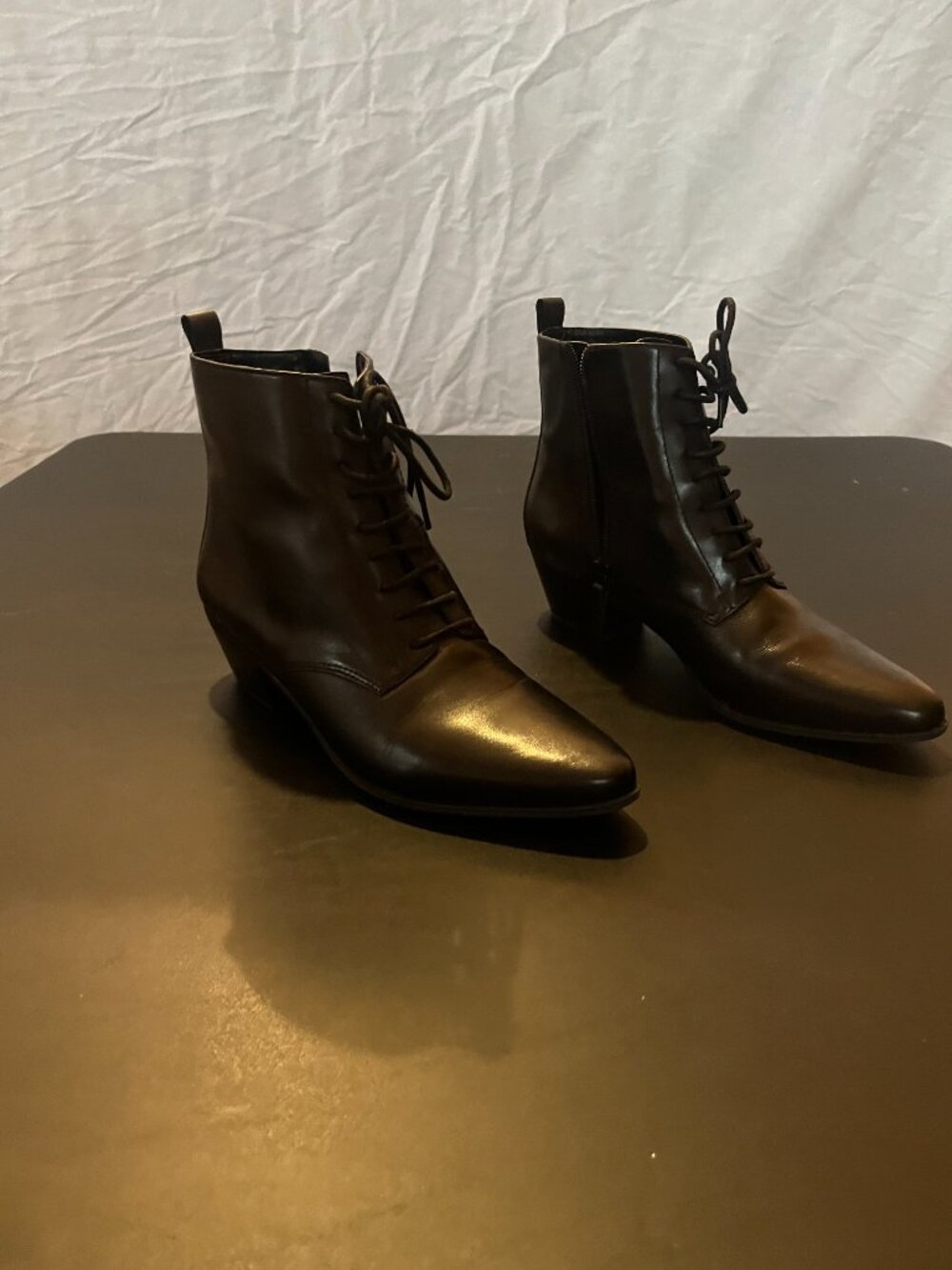 Nine West Size 8.5M Black Leather Ankle Boots